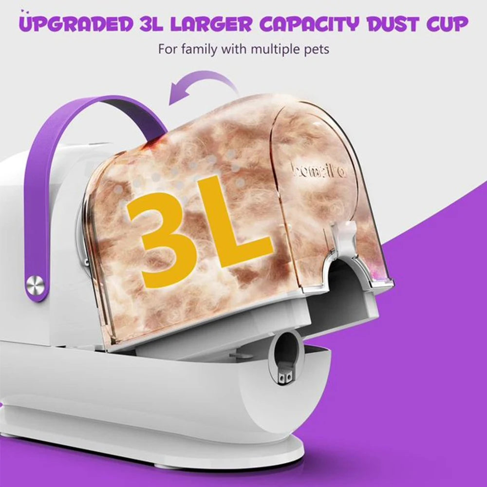 Homeika Dog Grooming Kit,3L Dog Hair Vacuum with 99% Pet Hair Suction Power,Silent Pet Vacuum Groomer,Dog/Cat Hair Removal Brush