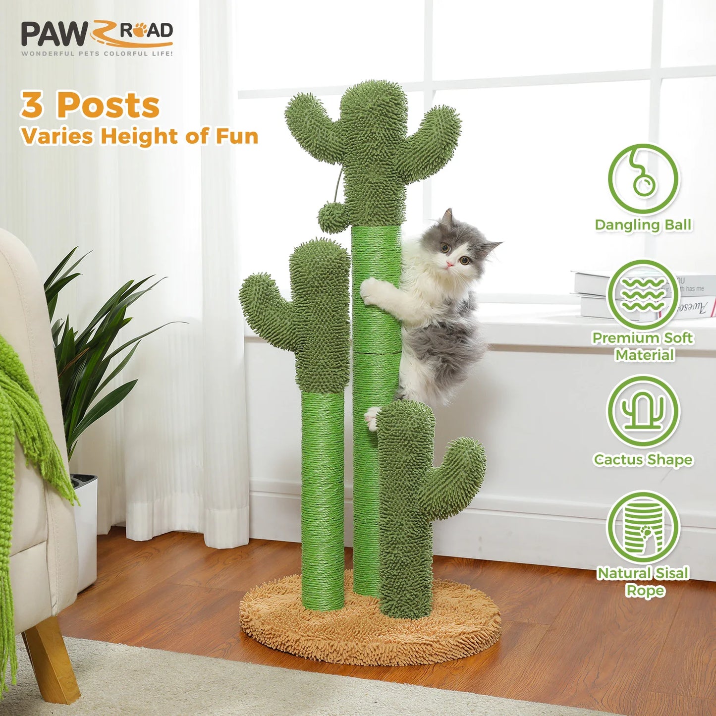 Cactus Cat Scratching Post with Sisal Poles