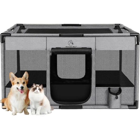 Dog Playpen,Fabric Fence, Portable Soft Cat Kennel Crate,Breathable Exercise Puppy Pen,P C Pipe Frame,Indoor Outdoor Cage for Me