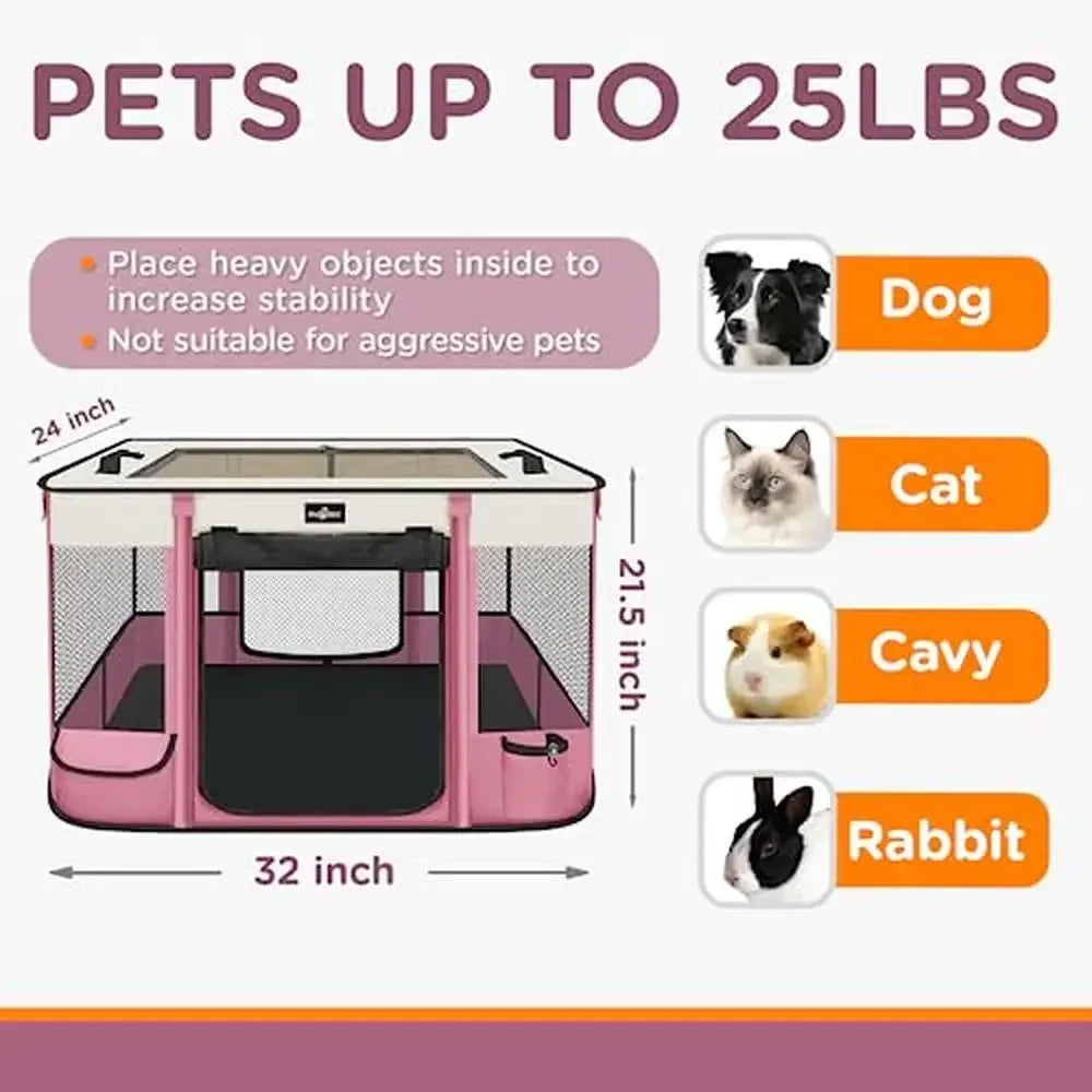XMSJ Portable Pet Playpen Waterproof Cat Dog Kennel Tent Mesh Shelter