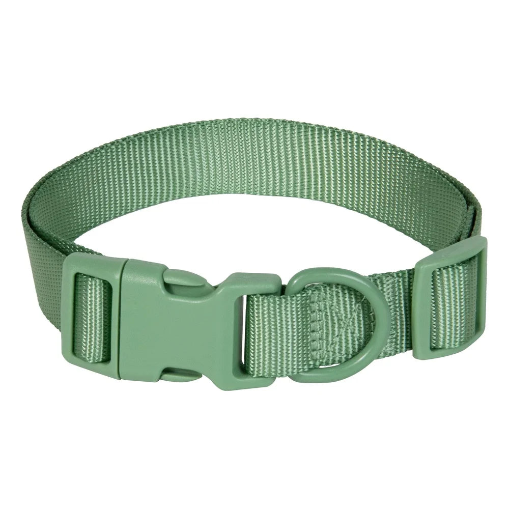 Adjustable Polyester Dog Collar with D-Ring Leash Attachment Secure Prong Buckle Large Dogs Neck Size 15-26 Inches
