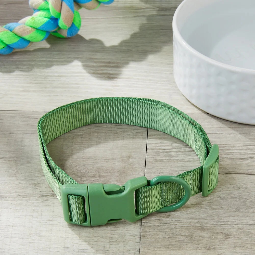 Adjustable Polyester Dog Collar with D-Ring Leash Attachment Secure Prong Buckle Large Dogs Neck Size 15-26 Inches