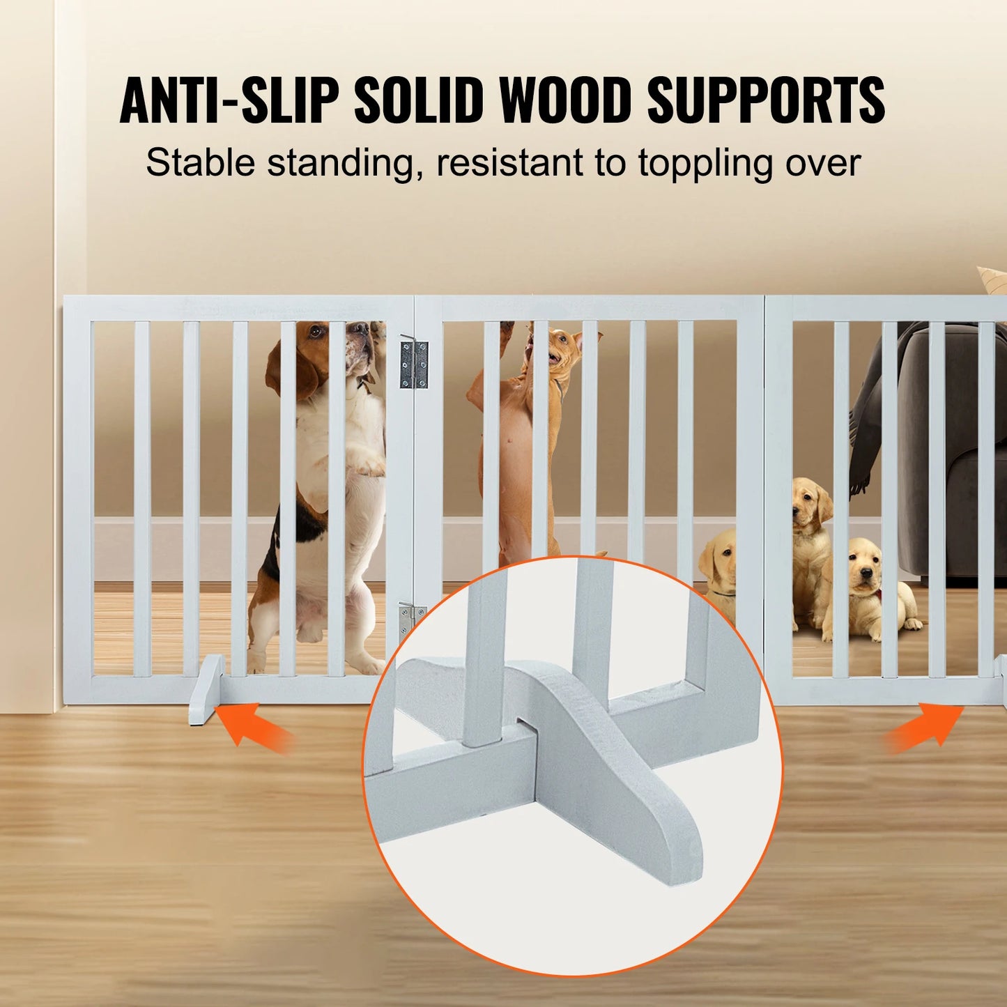 SucceBuy Freestanding Dog Gate Three-Panel Foldable Barrier