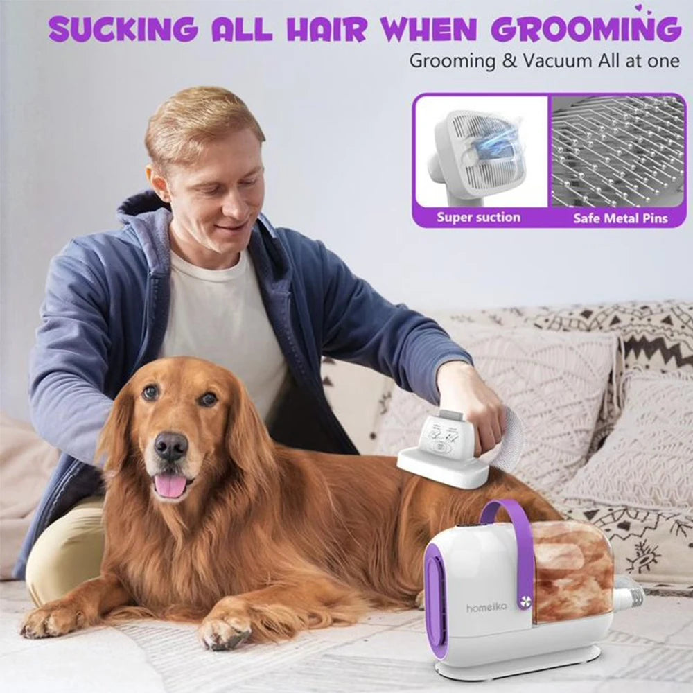 Homeika Dog Grooming Kit,3L Dog Hair Vacuum with 99% Pet Hair Suction Power,Silent Pet Vacuum Groomer,Dog/Cat Hair Removal Brush