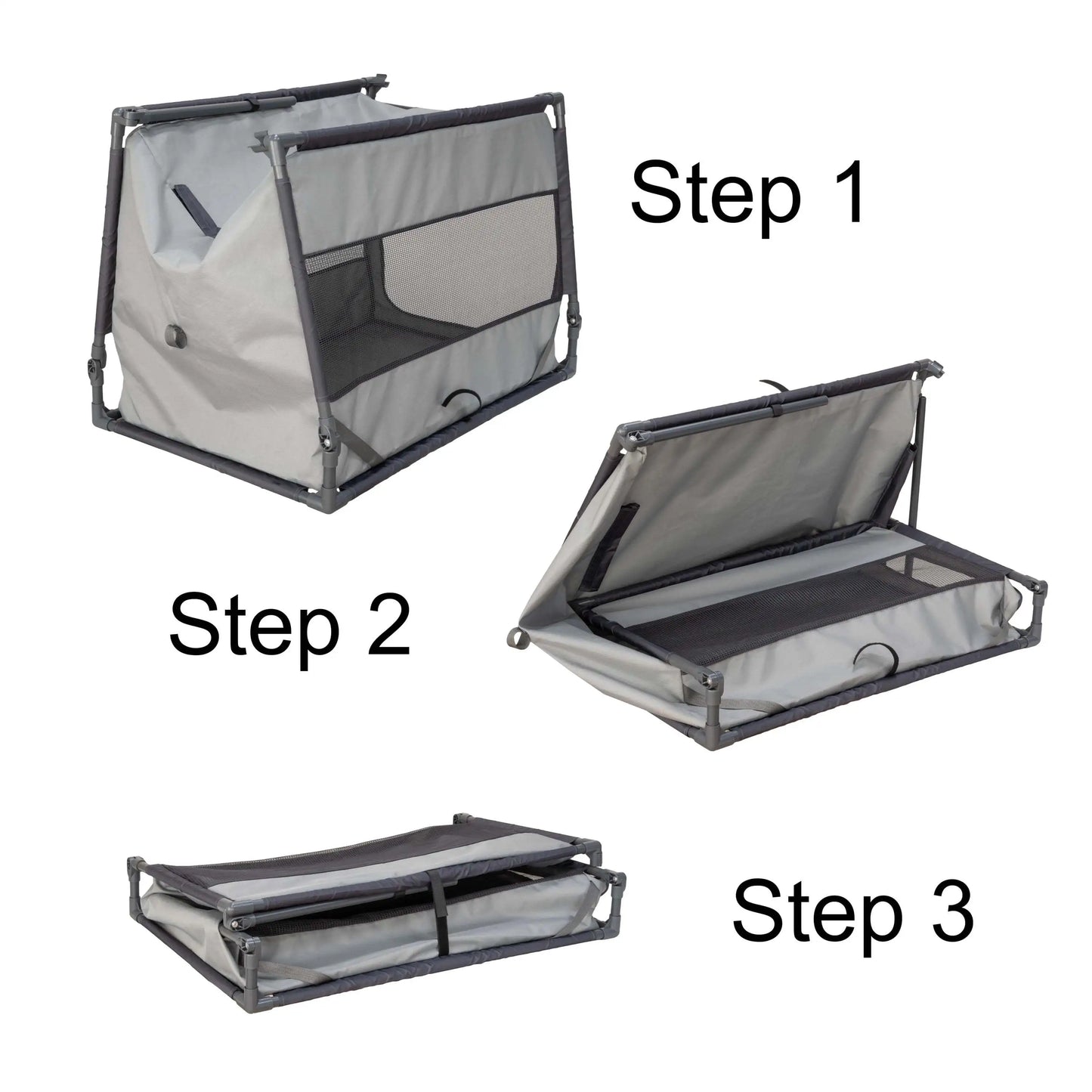 Portable Folding Dog Kennel, Gray, Large, Easy to store