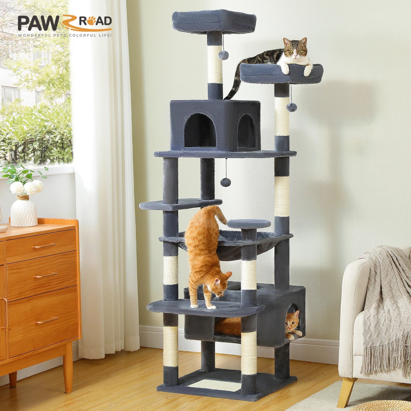 PAWZ Road Cat Tree Tower For Indoor Cats With Sisal Posts