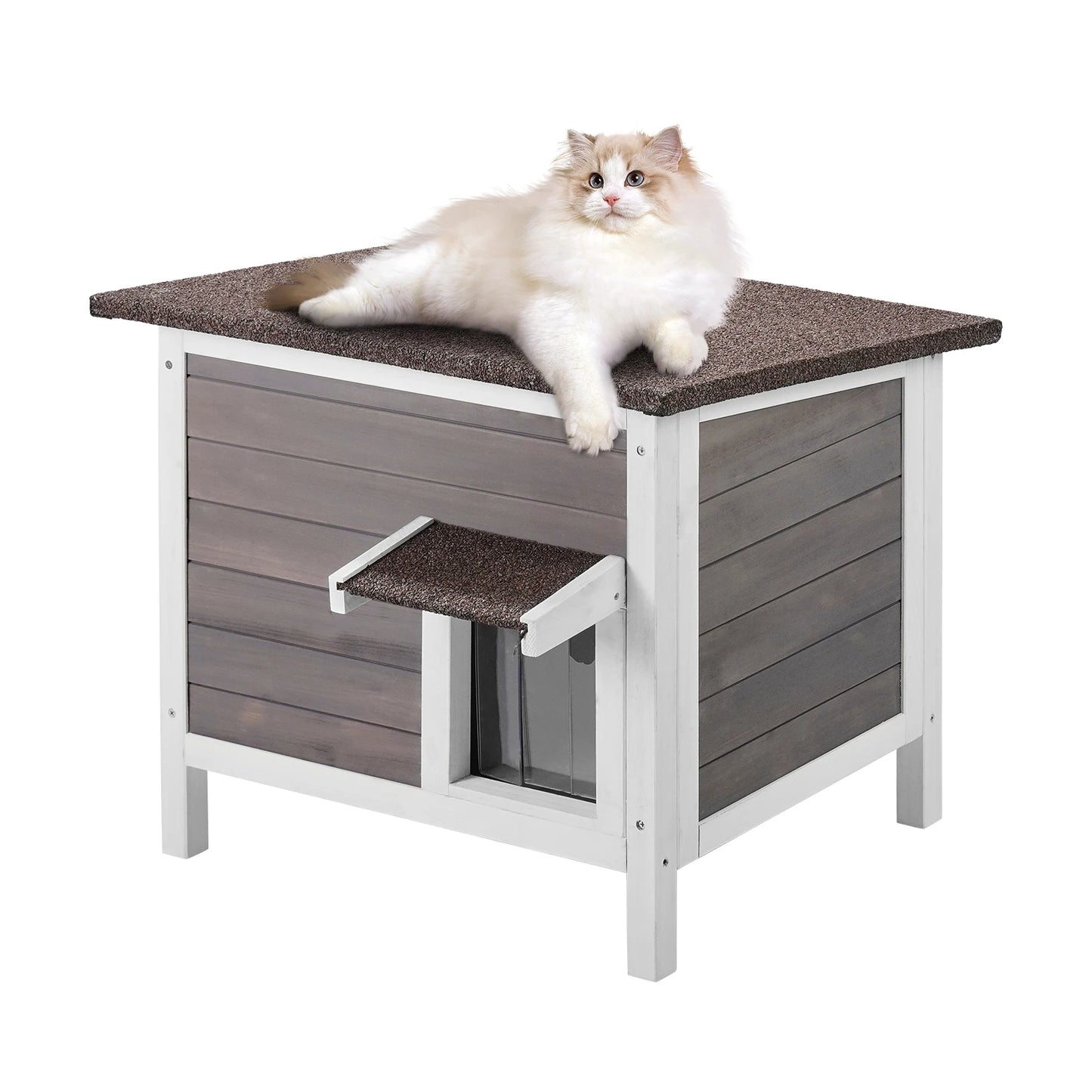 SucceBuy Outdoor Cat House Weatherproof Feral Shelter For Cats