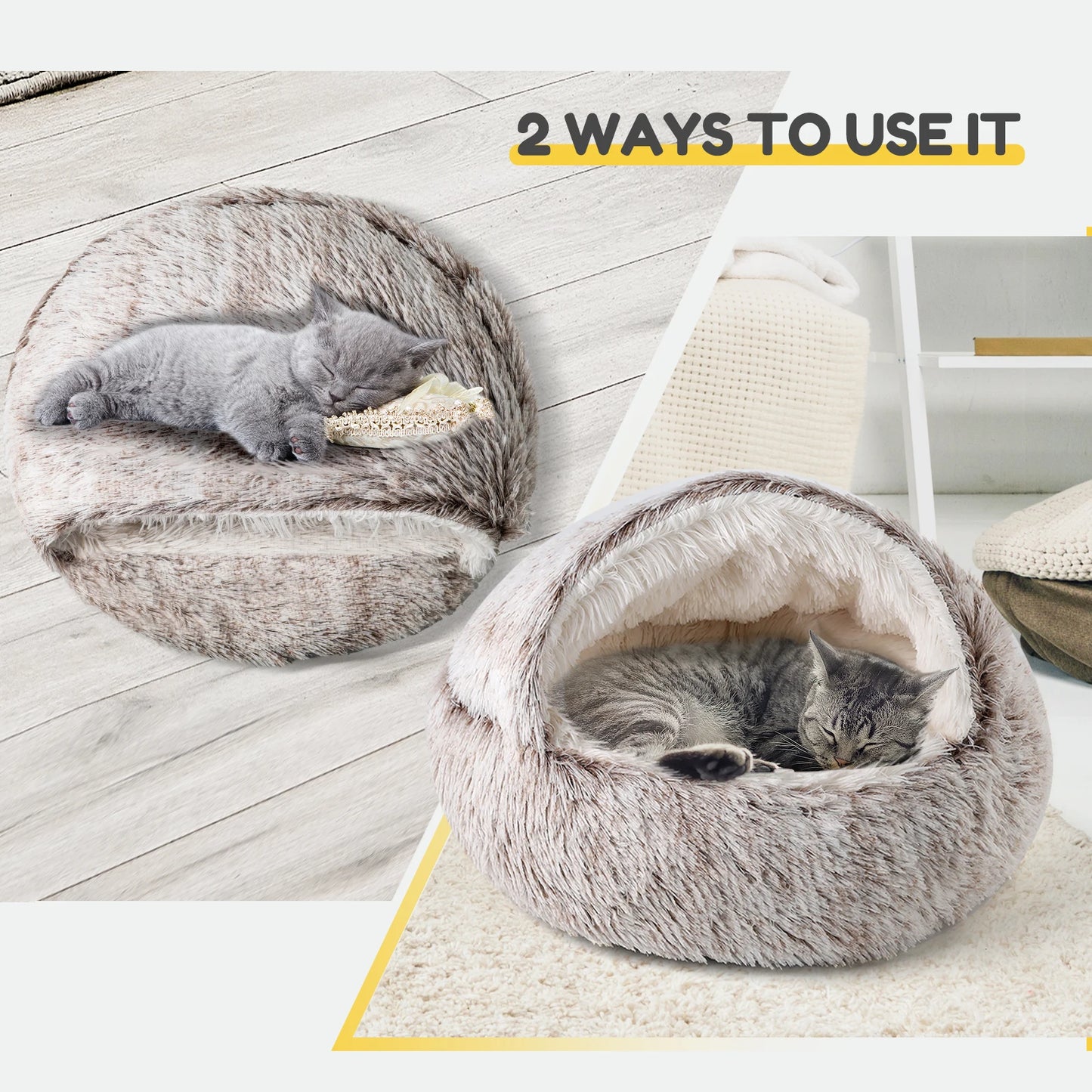 Closure Cat Dog Semi-Enclosed Nest Bed Soft Cozy Indoor House