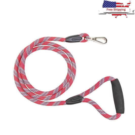 Heavy Duty Reflective Dog Leash 6Ft Padded Handle Red Rope Medium Large Pets Evening Walks Durable Clip