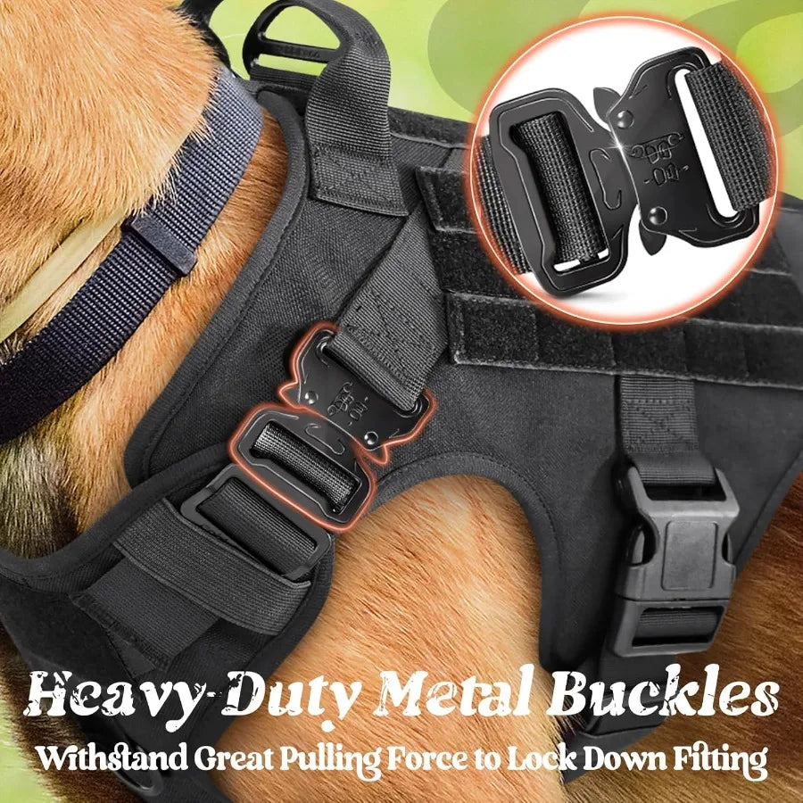 Tactical Dog Harness for Large Heavy Duty Pet Harness with Handle NoPull Service Vest for Large Breed Dogs Adjustable Military