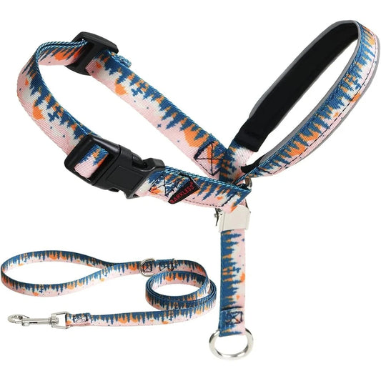 Dog Head Collar Anti-Pulling Halter with Leash Adjustable Snout Harness Large Medium Small Dogs Safe and Durable Training Tool