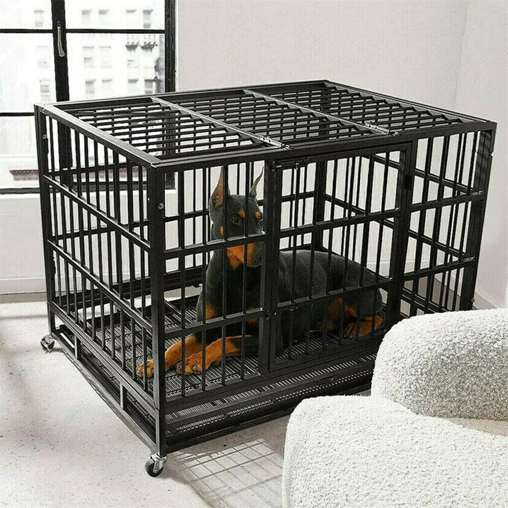 BINGOPAW Heavy Duty Dog Crate with Wheels