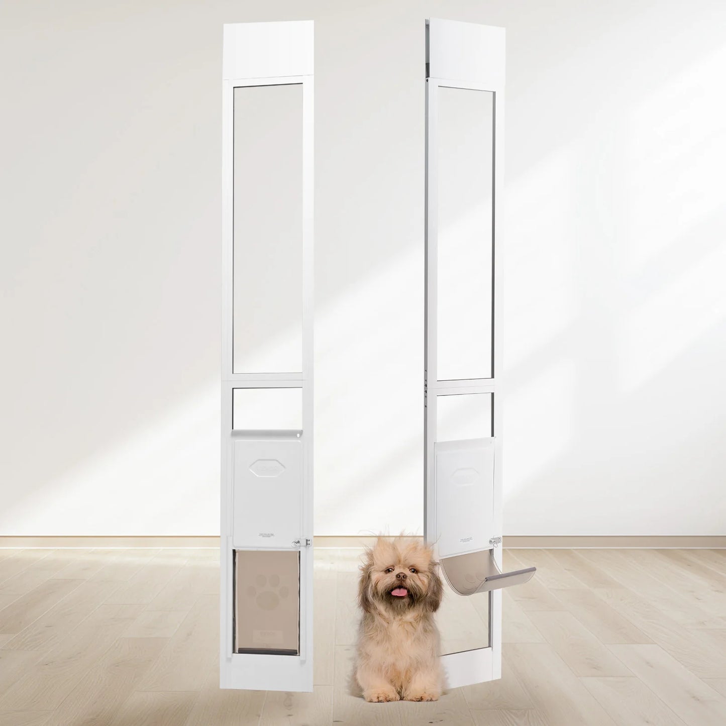 SucceBuy Sliding Glass Door Dog Door Aluminum Frame