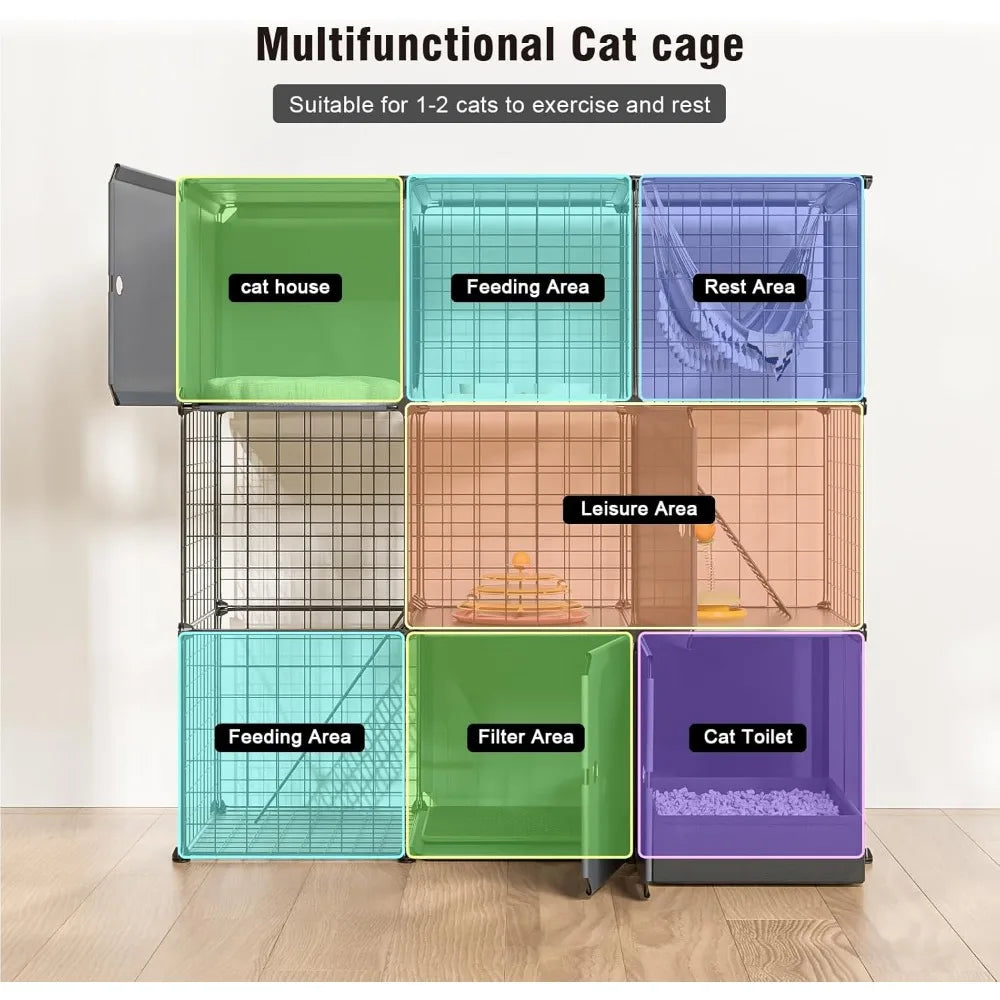Cat Enclosure 3-Tier Playpen for Indoor and Outdoor Use Detachable