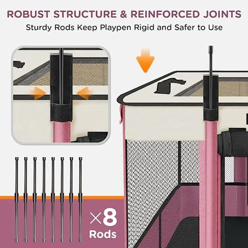 XMSJ Portable Pet Playpen Waterproof Cat Dog Kennel Tent Mesh Shelter