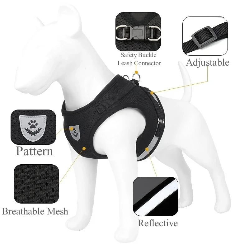 Adjustable Pet Dog Cat Harness and Leash Set Harness for Dogs Cats Vest Harness Puppy Dog Kitten Lead Cat Collar Pet Accessories