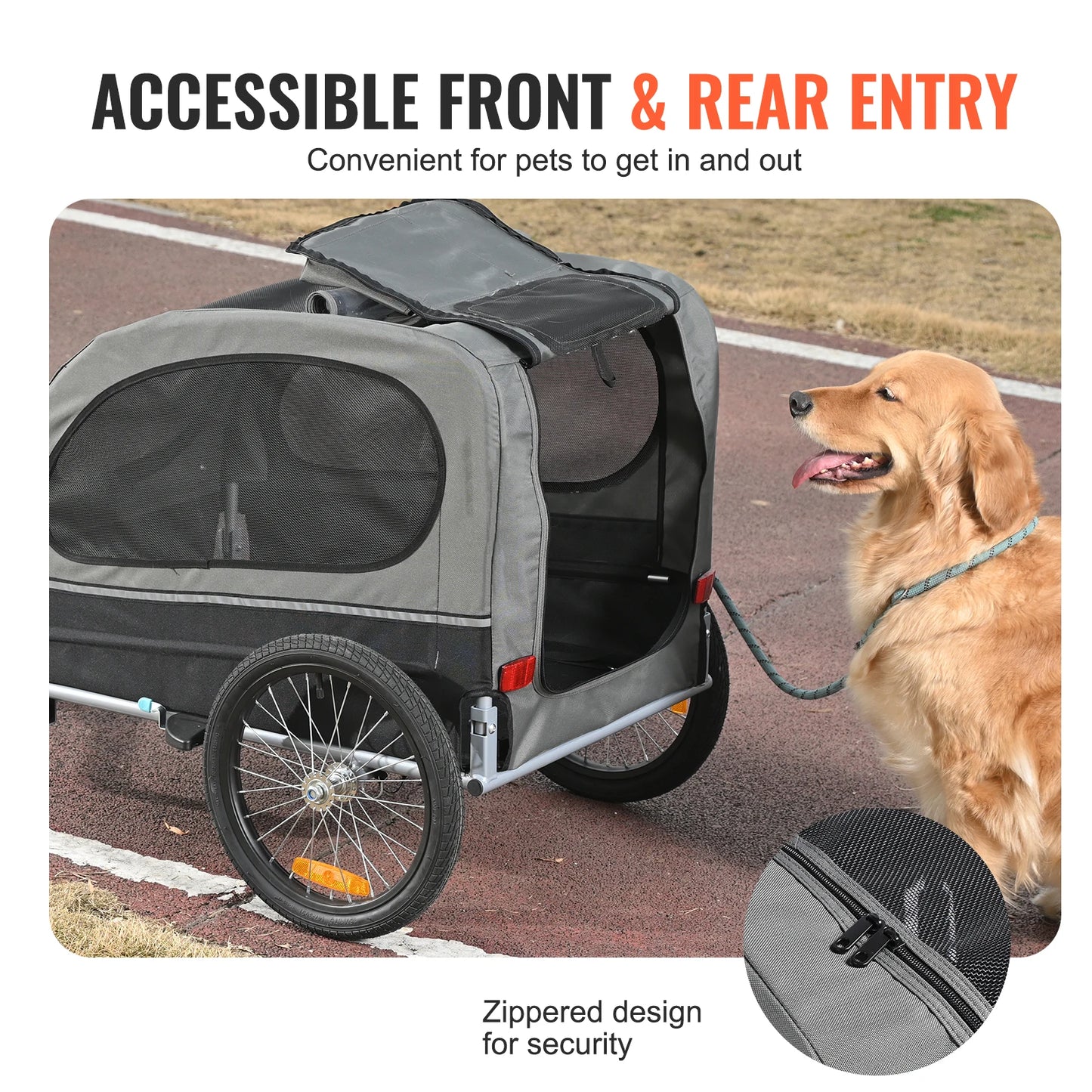 SucceBuy 88 lbs Dog Bike Trailer Pet Cart Bicycle Carrier with Wheels Coupler Reflectors Flag Collapsible to Store for Dogs