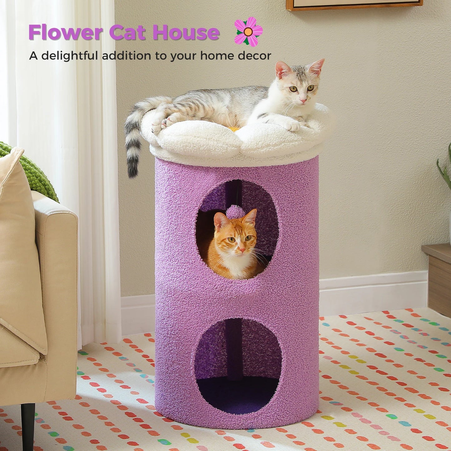 2-Storey Indoor Cat House with Removable Flower Bed
