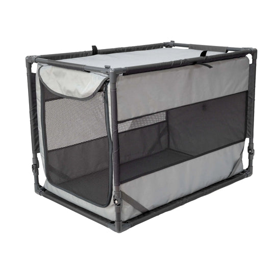 Portable Folding Dog Kennel, Gray, Large, Easy to store