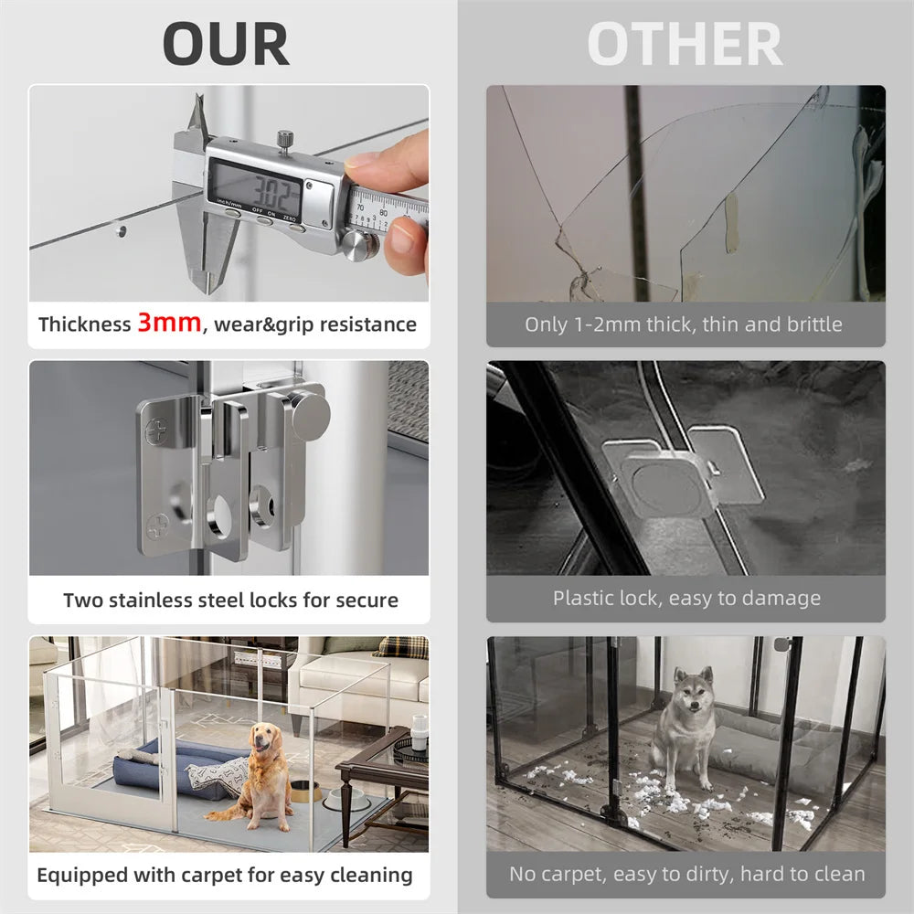 Acrylic Dog Indoor Playpen with Waterproof Pad