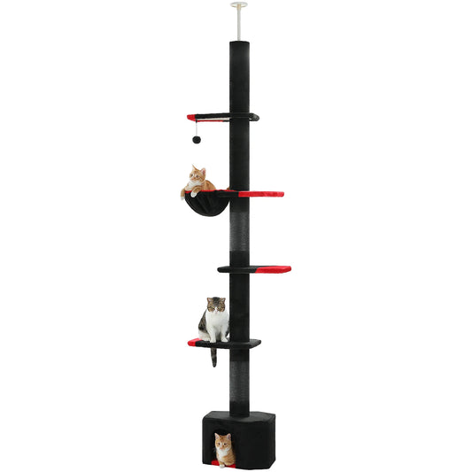 Adjustable Floor-to-Ceiling Cat Tree with Condo