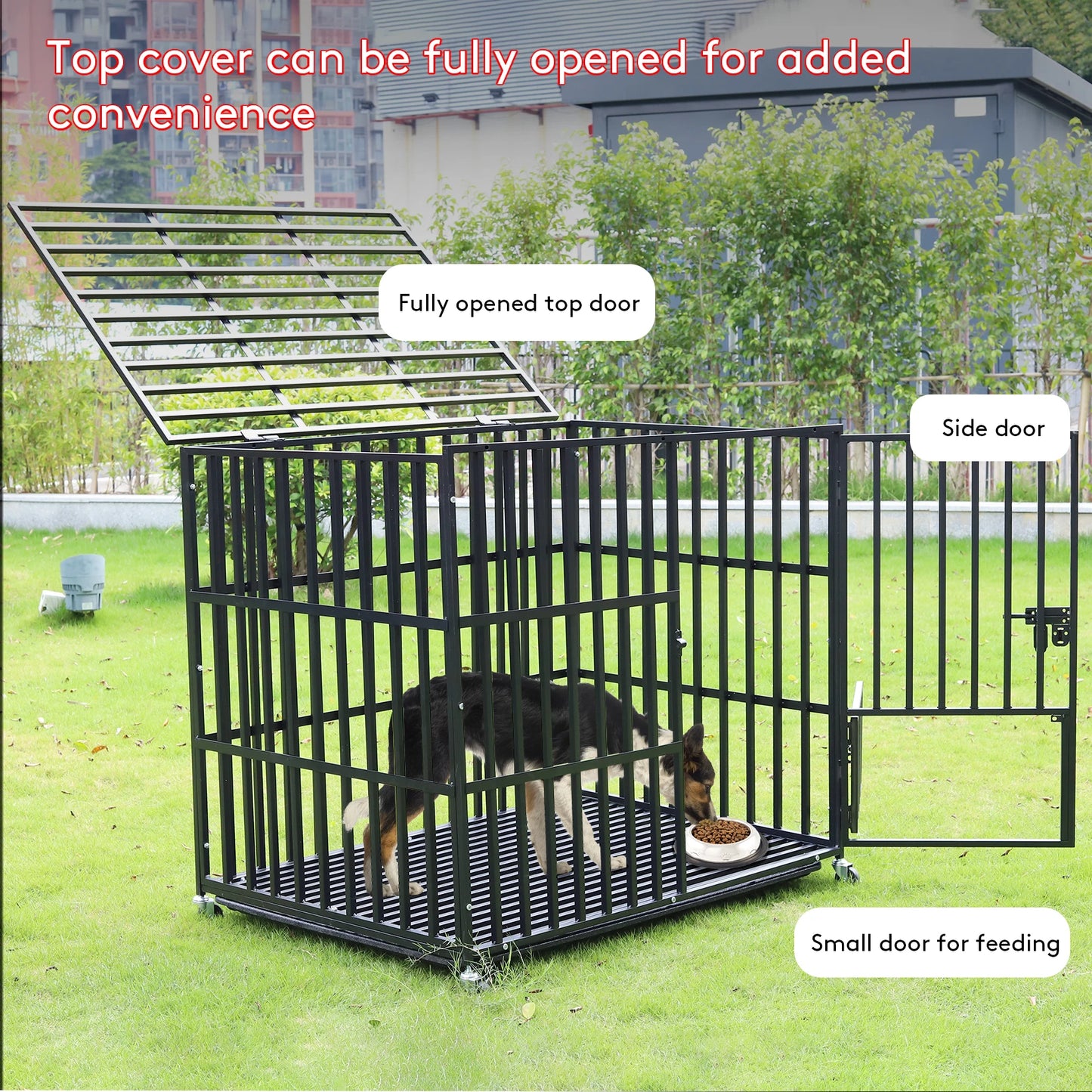 BINGOPAW Heavy Duty Dog Crate with Wheels