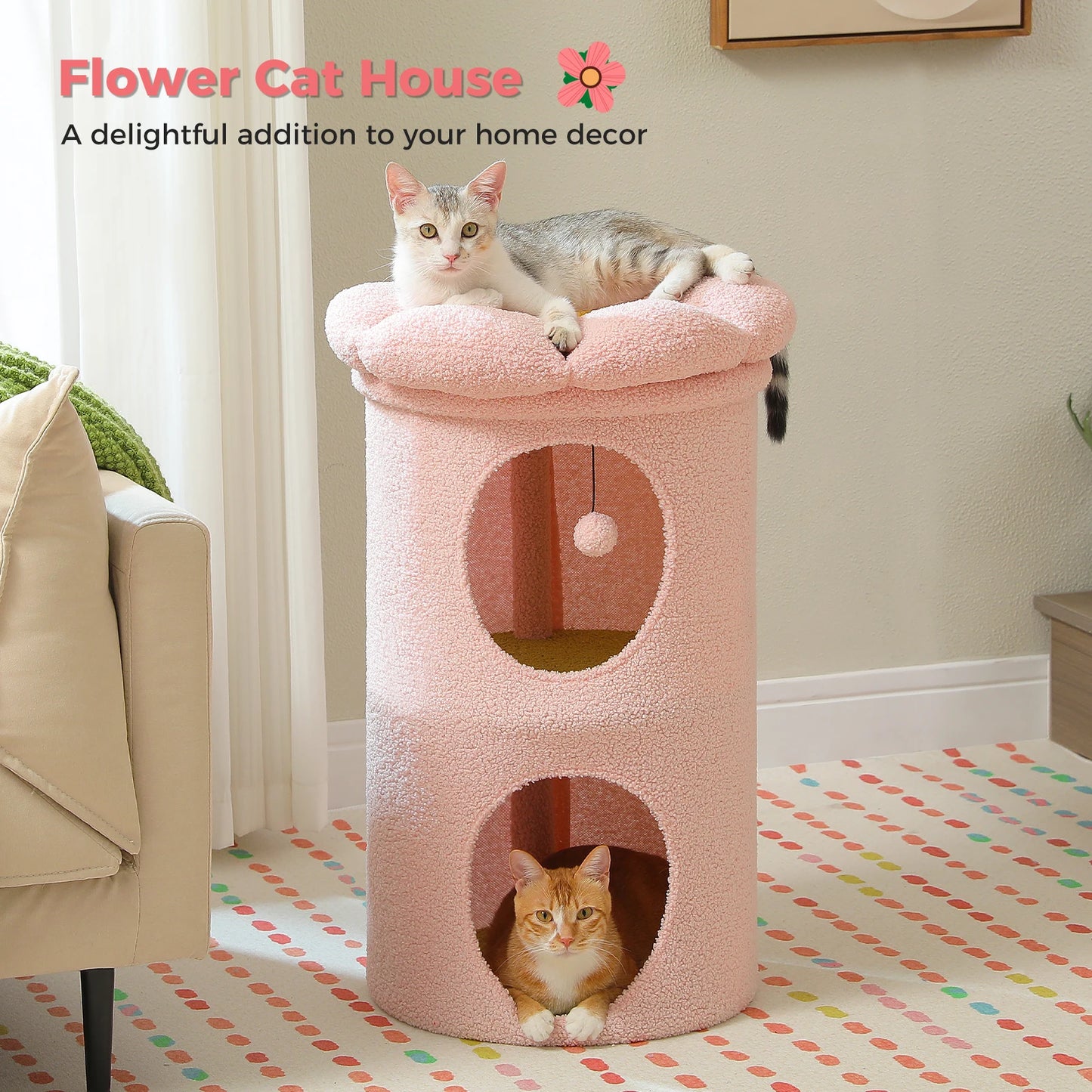 2-Storey Indoor Cat House with Removable Flower Bed