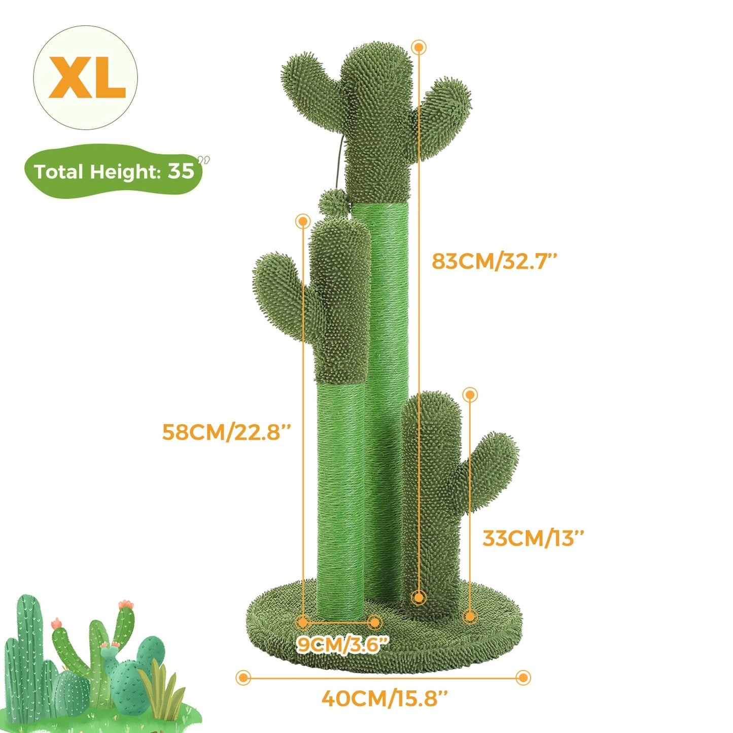 Cactus Cat Scratching Post with Sisal Poles