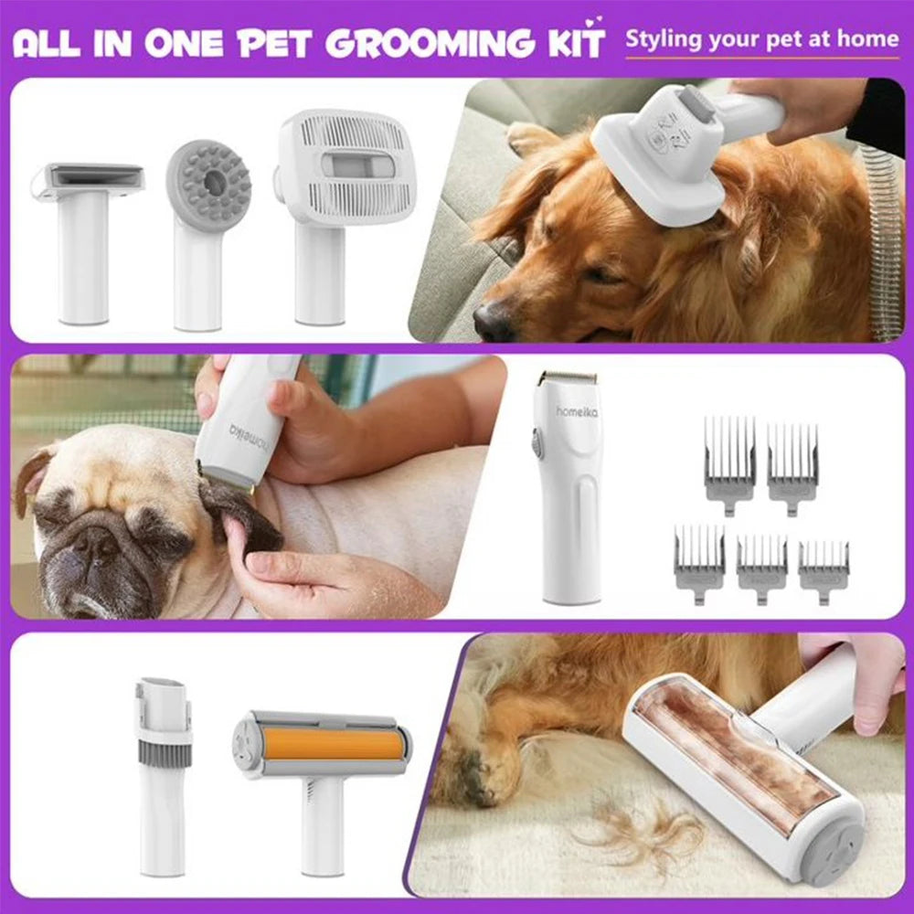 Homeika Dog Grooming Kit,3L Dog Hair Vacuum with 99% Pet Hair Suction Power,Silent Pet Vacuum Groomer,Dog/Cat Hair Removal Brush