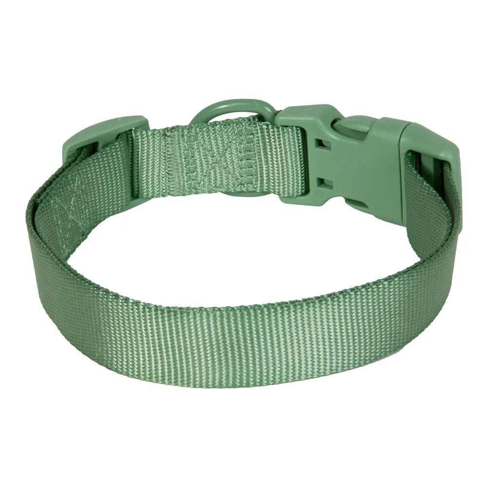 Adjustable Polyester Dog Collar with D-Ring Leash Attachment Secure Prong Buckle Large Dogs Neck Size 15-26 Inches