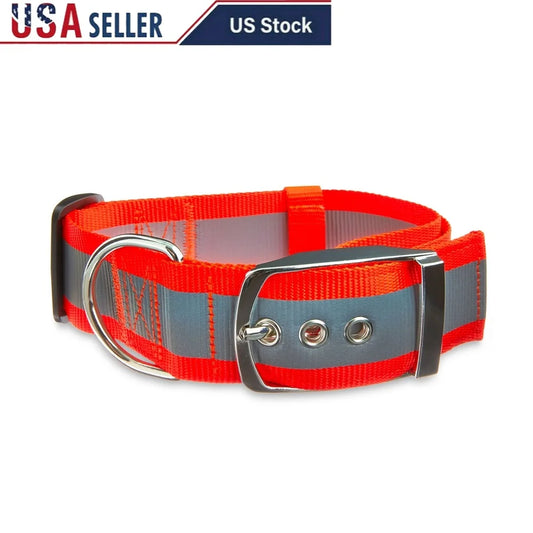 Extra Wide Adjustable Reflective Dog Collar Large Dogs Comfortable Secure Fit with D-Ring Tags and Leash Visibility