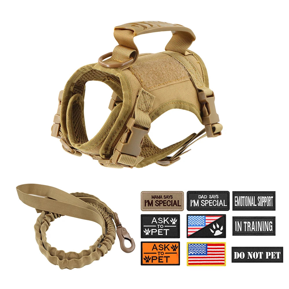 Tactical Cat Harness Leash with 9 Patches Small Dog Puppy Vest Straps with Handle Harnesses Training Adjustable Pet Accessories