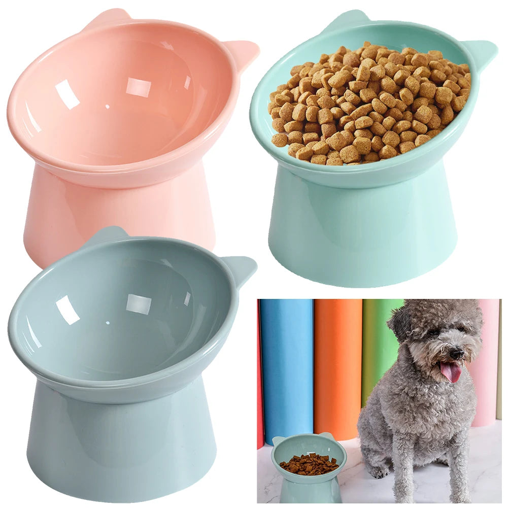 Tilted Cat Food Bowl Elevated Cat Bowl Ergonomic Raised Cat Food Bowl Anti Vomiting Tall Dog Bowl Non Slip for Flat- Faced Cats