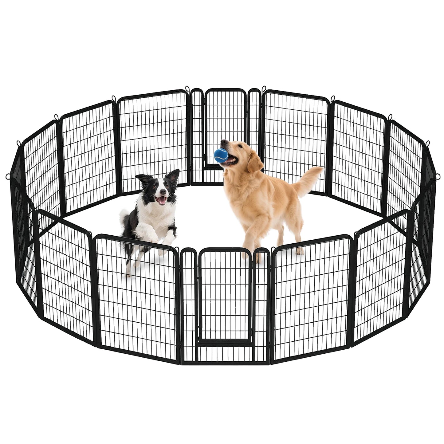 Dog Playpen with Door, Outdoor/Indoor Foldable Metal Pet Fence, Heavy Duty Puppy Exercise Pen for Yard, RV Camping, DIY Pet Cage
