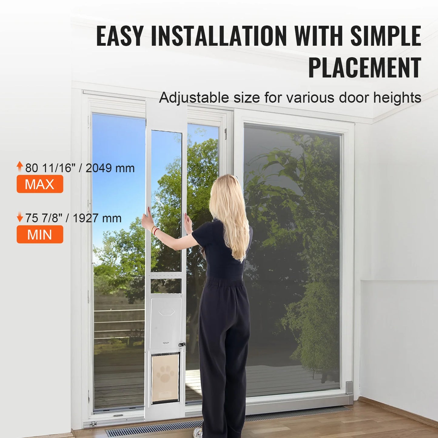 SucceBuy Sliding Glass Door Dog Door Aluminum Frame