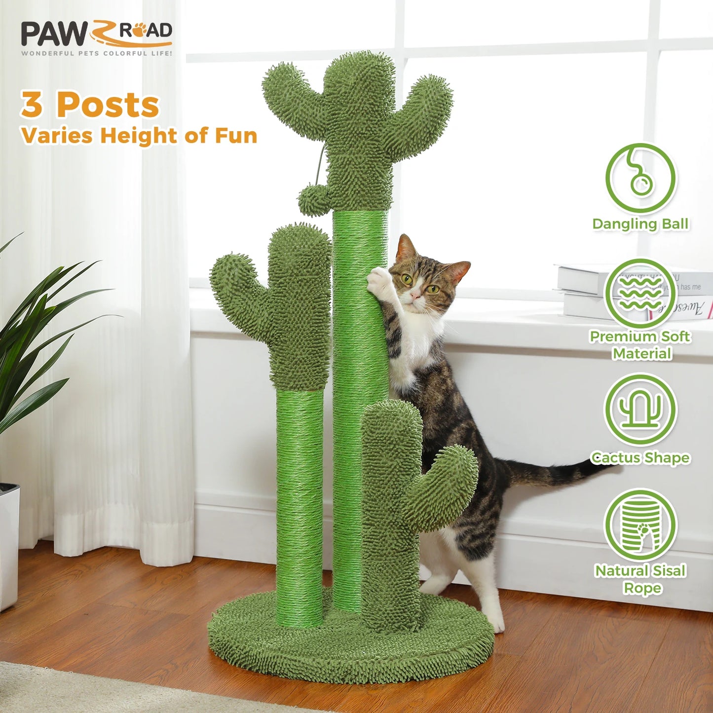 Cactus Cat Scratching Post with Sisal Poles