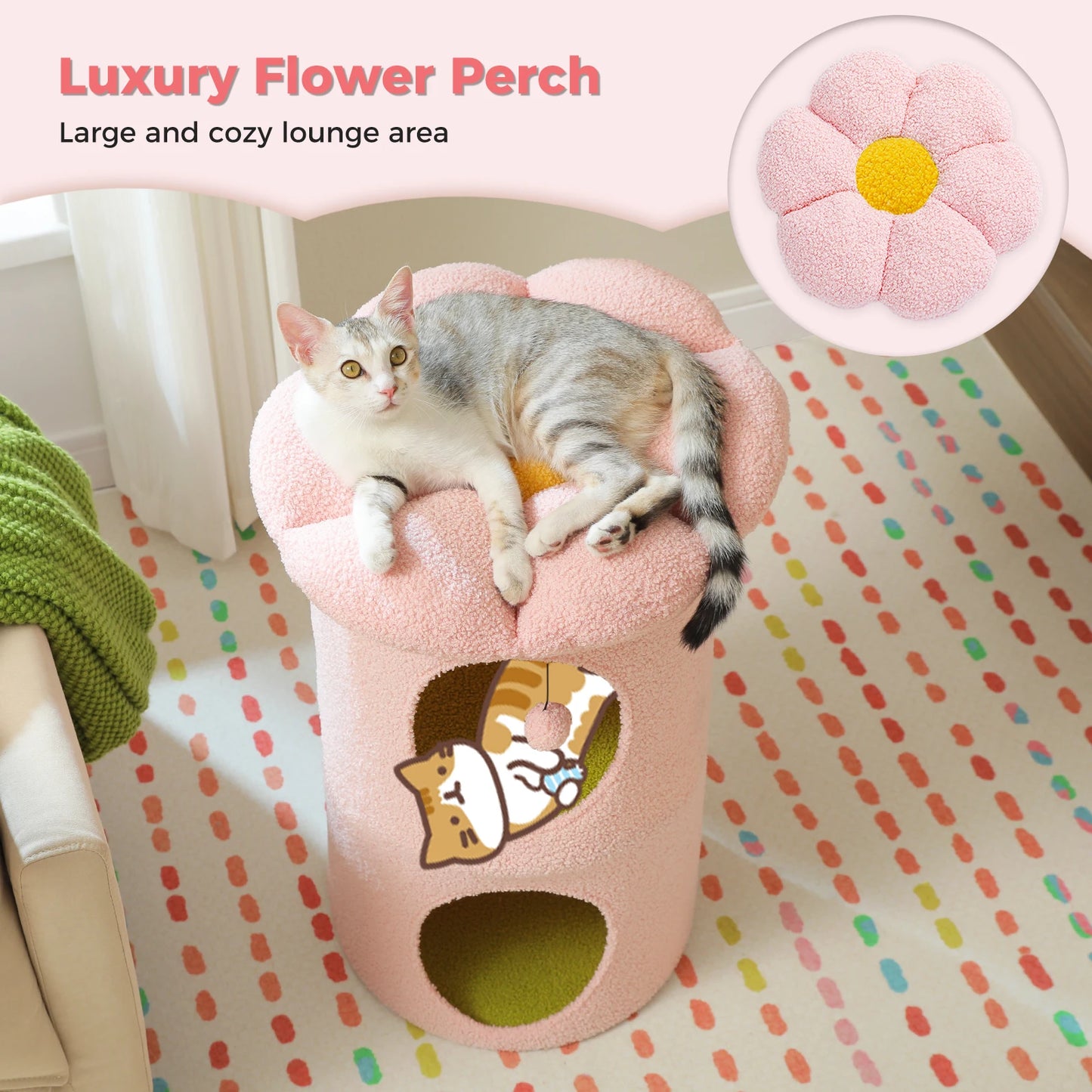 2-Storey Indoor Cat House with Removable Flower Bed
