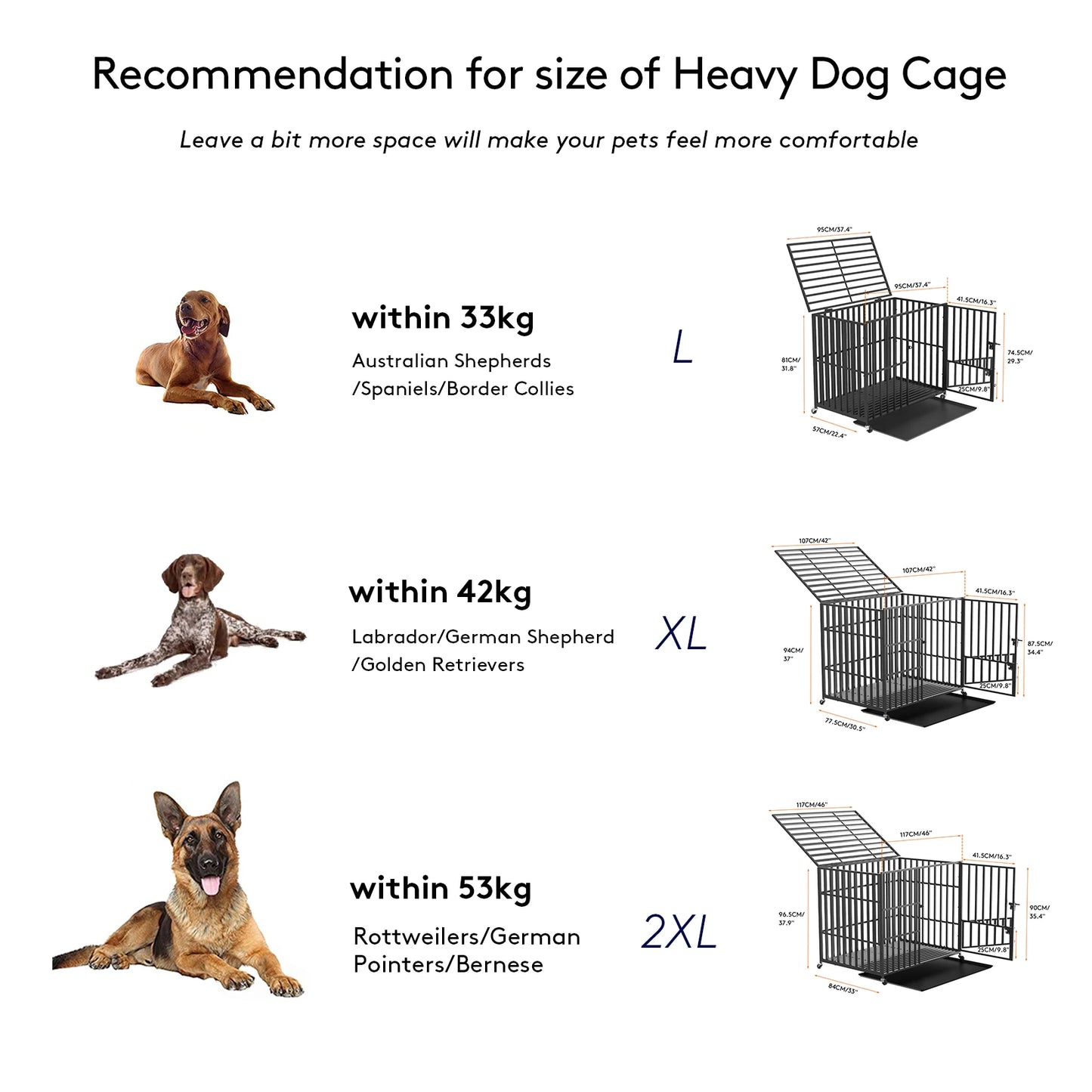 BINGOPAW Heavy Duty Dog Crate with Wheels