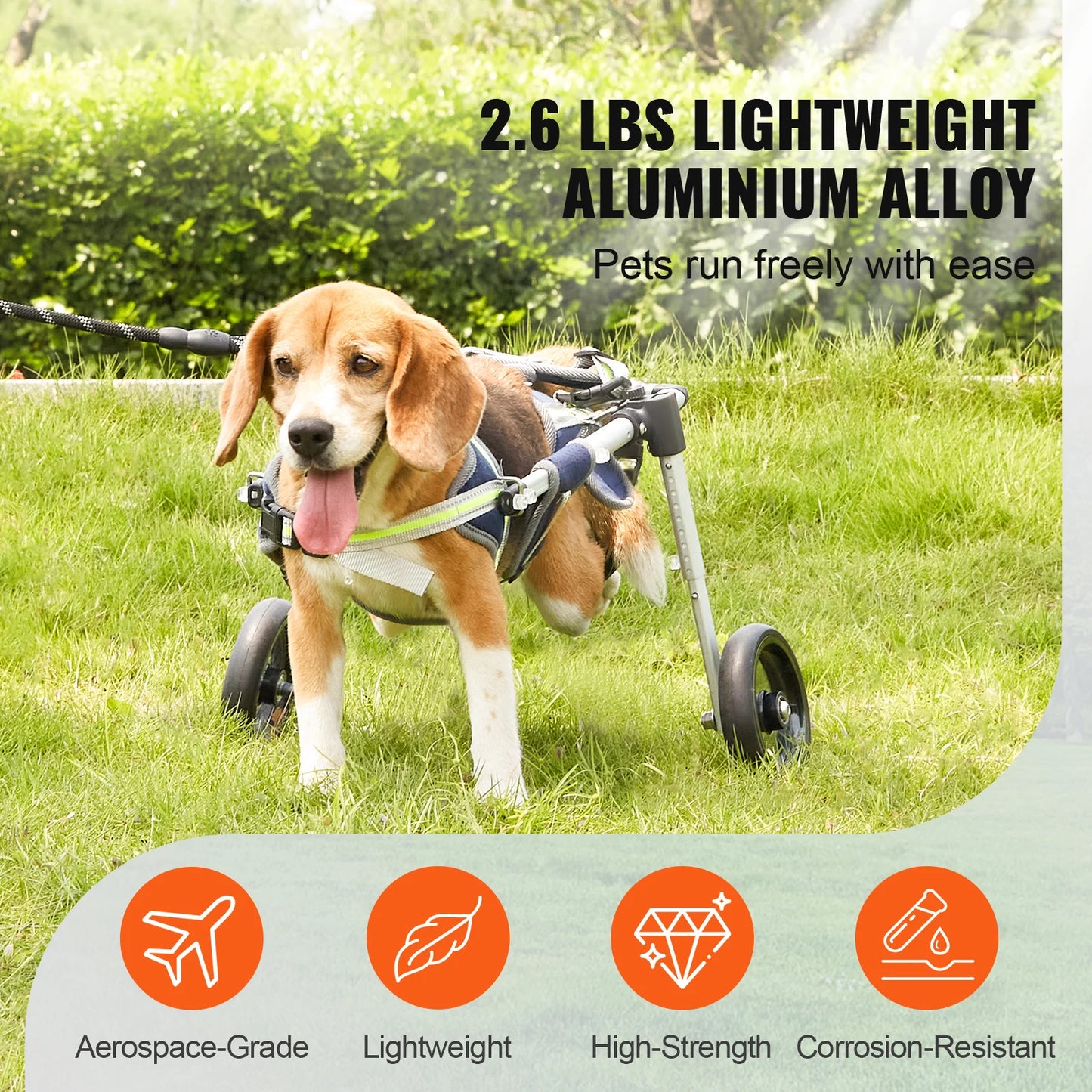 SucceBuy 2 Wheels Dog Wheelchair for Back Legs Mobility