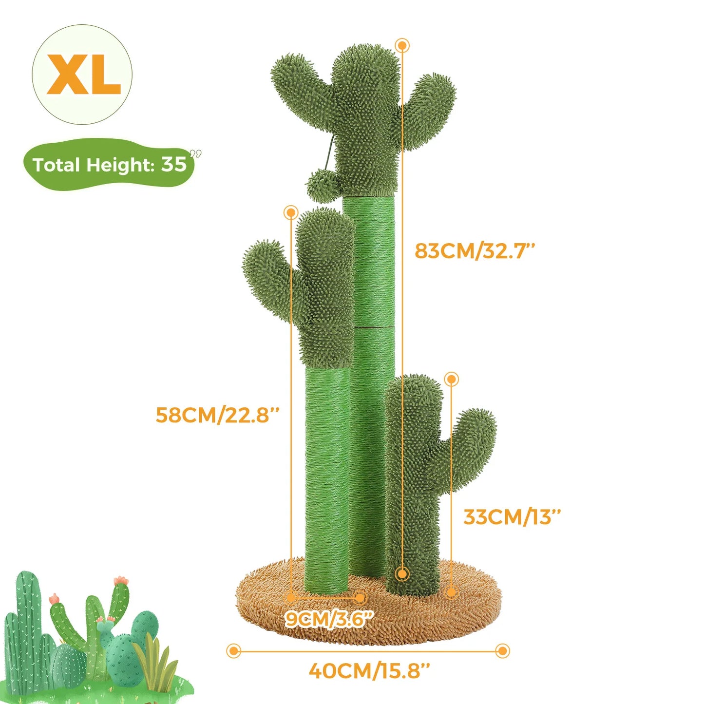Cactus Cat Scratching Post with Sisal Poles