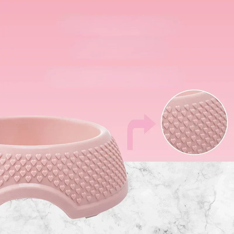 Dog Feeding Bowl Pet Tableware Drinking Dish Stainless Steel Sealed Dog Bowl Pink Green Blue Cat Bowls With Heart-Shaped Pattern